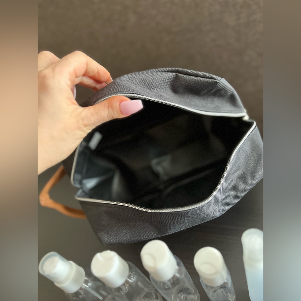 Travel toiletry bag / pouch and travel size Bottle Set